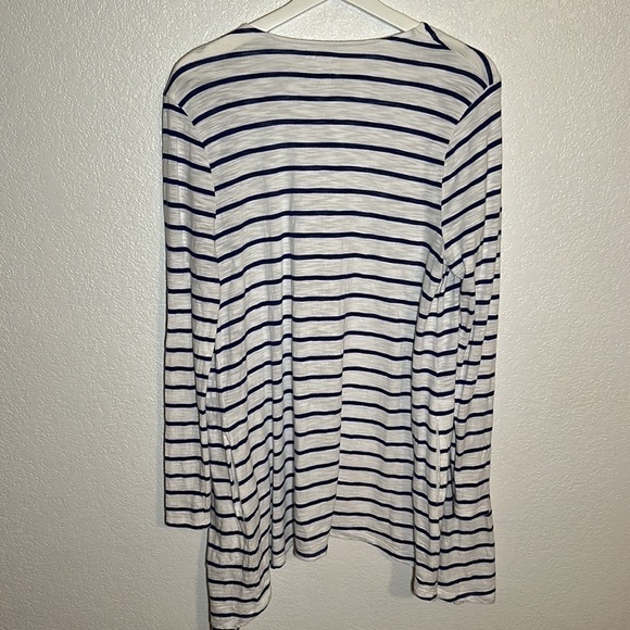 Chico’s The Ultimate Tee Striped Open Front Cardigan Size 1 - Picture 3 of 7